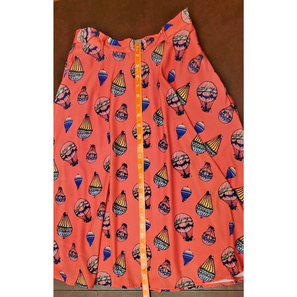 SMALL Modcloth Pink A Line Fit & Flare Retro Style Skirt Hot Air Balloons Pocket - Picture 8 of 12